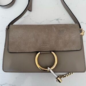 Chloe Small Faye Motty Grey Shoulder Bag